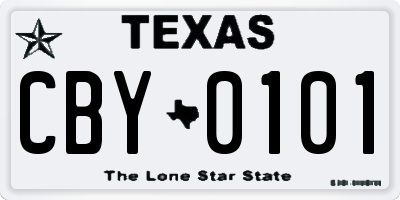 TX license plate CBY0101