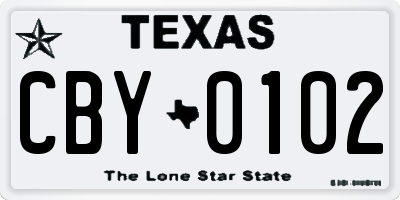 TX license plate CBY0102