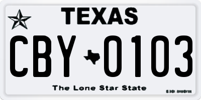 TX license plate CBY0103