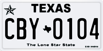TX license plate CBY0104