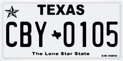 TX license plate CBY0105