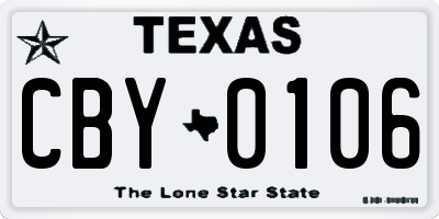 TX license plate CBY0106