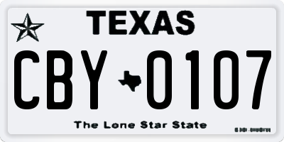 TX license plate CBY0107