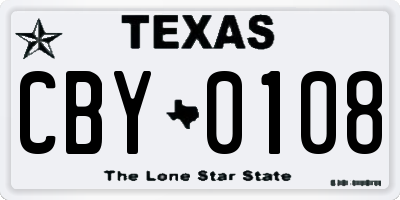 TX license plate CBY0108