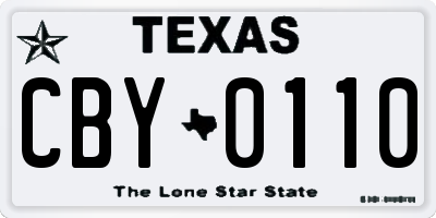 TX license plate CBY0110