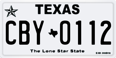 TX license plate CBY0112