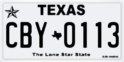 TX license plate CBY0113