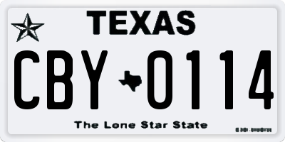 TX license plate CBY0114