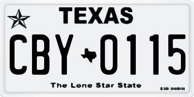 TX license plate CBY0115