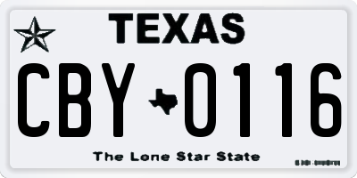 TX license plate CBY0116