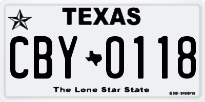 TX license plate CBY0118