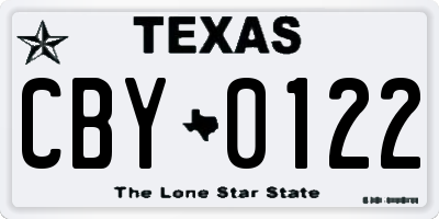 TX license plate CBY0122