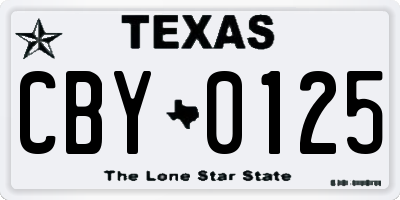 TX license plate CBY0125