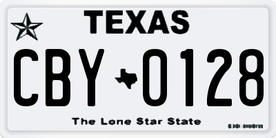 TX license plate CBY0128