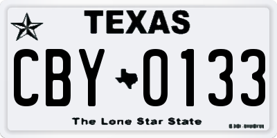 TX license plate CBY0133