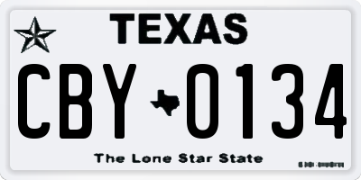 TX license plate CBY0134