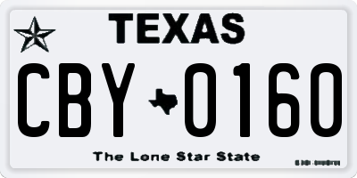 TX license plate CBY0160