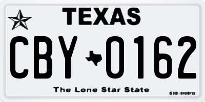 TX license plate CBY0162