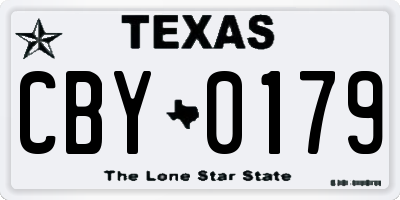 TX license plate CBY0179