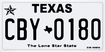 TX license plate CBY0180