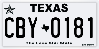 TX license plate CBY0181