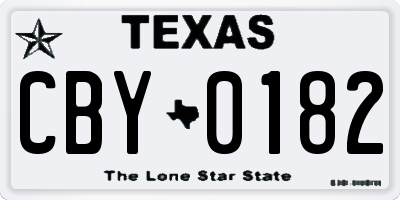 TX license plate CBY0182