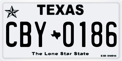 TX license plate CBY0186
