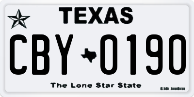 TX license plate CBY0190