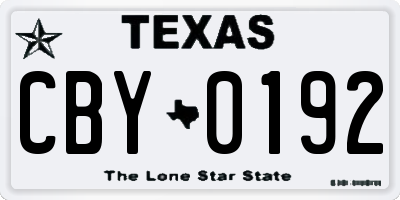 TX license plate CBY0192
