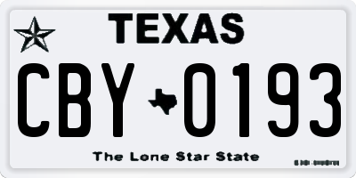 TX license plate CBY0193
