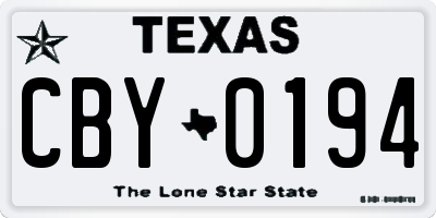 TX license plate CBY0194