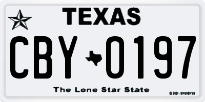 TX license plate CBY0197