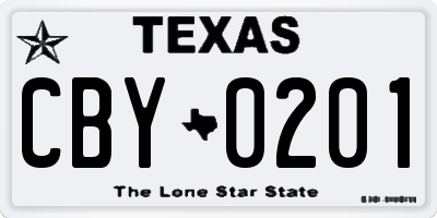 TX license plate CBY0201