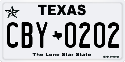TX license plate CBY0202