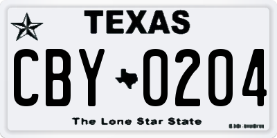 TX license plate CBY0204