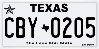 TX license plate CBY0205