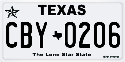 TX license plate CBY0206