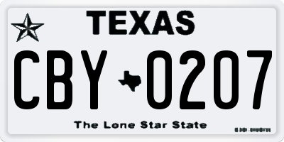 TX license plate CBY0207