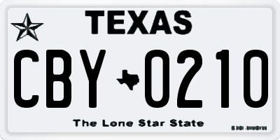 TX license plate CBY0210