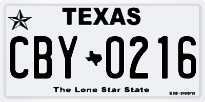 TX license plate CBY0216