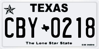 TX license plate CBY0218