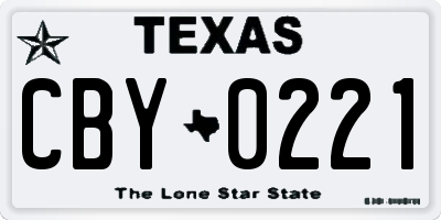TX license plate CBY0221
