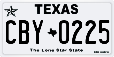 TX license plate CBY0225