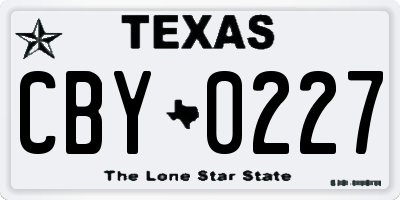 TX license plate CBY0227