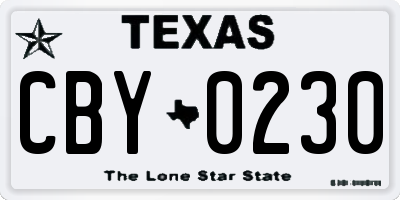 TX license plate CBY0230