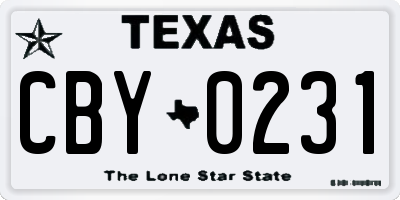 TX license plate CBY0231