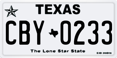 TX license plate CBY0233