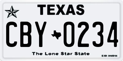 TX license plate CBY0234