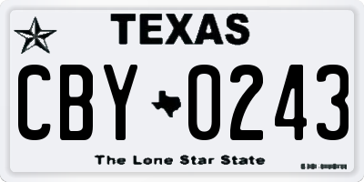 TX license plate CBY0243
