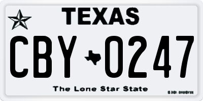 TX license plate CBY0247